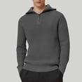 thumbnail image 2 of ZCFZJW Mens Quarter-Zip Pullover Sweater Casual Mock Neck Winter Warm Ribbed Knitted Long Sleeve Lapel Collared Polo Sweaters Dark Gray XXL, 2 of 6