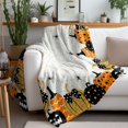 thumbnail image 3 of Halloween Blanket Soft Flannel Lightweight Orange Black Fall Pumpkins Throw Blanket Cozy Warm Thanksgiving Farmhouse Home Party Decor On Living Room Sofa Couch Bed 50x60 inch, 3 of 6