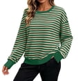 thumbnail image 3 of Perfectbot Women's Oversized Striped Crewneck Sweatshirt, Relaxed Fit Long Sleeve Pullover Fall Winter Top, 3 of 8
