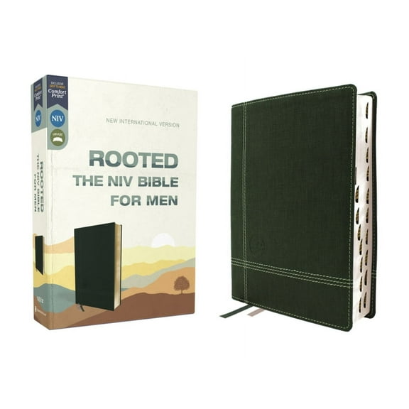 Rooted: The NIV Bible for Men, Leathersoft, Green, Thumb Indexed, Comfort Print, (Hardcover)