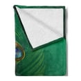 thumbnail image 2 of Peacock Soft Flannel Fleece Throw Blanket, Peacock Feather Illustration in Simplistic Style Wild Nature Life Print, Cozy Plush for Indoor and Outdoor Use, 70" x 90", Green Blue, by Ambesonne, 2 of 5