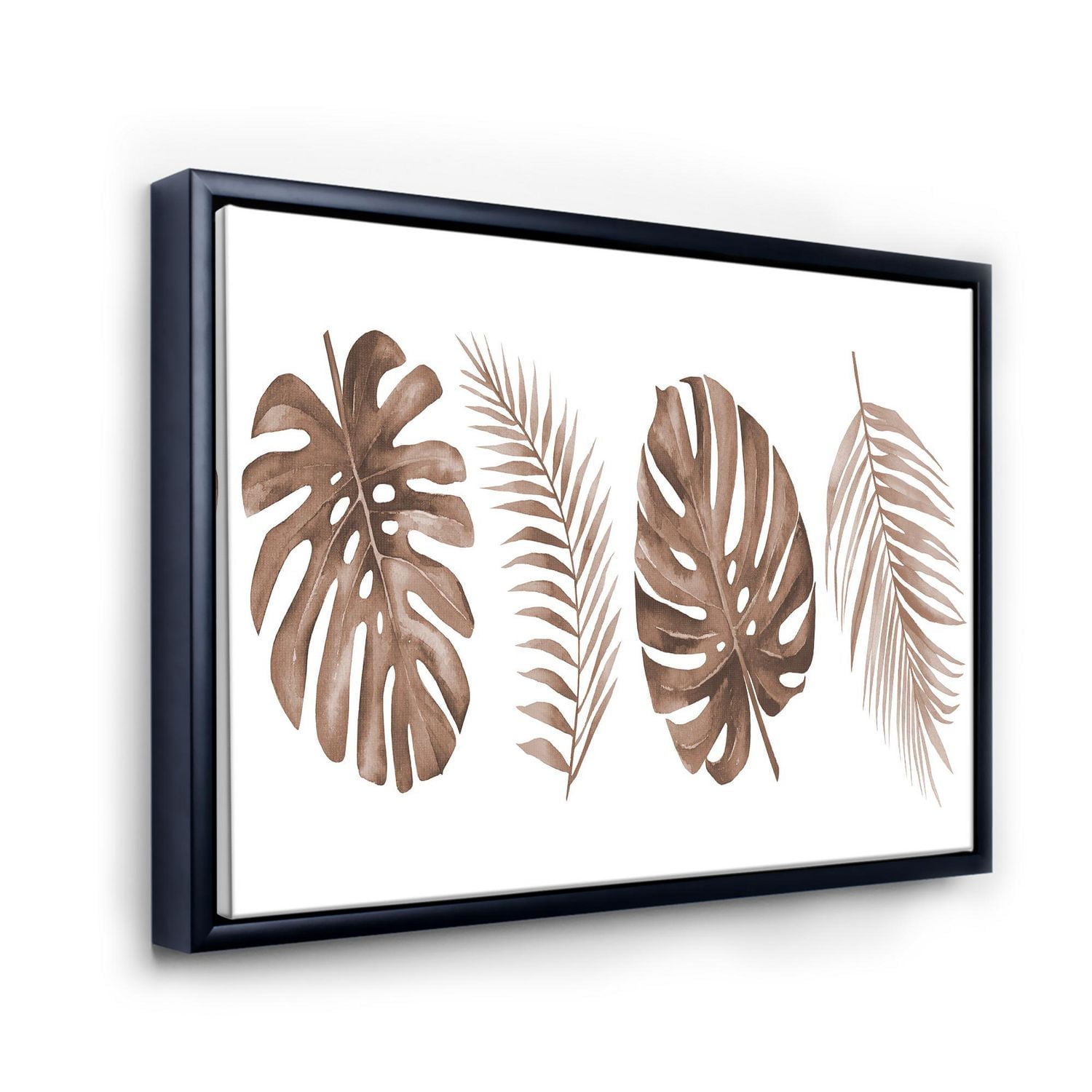 Designart Monstera tropical et feuille de palmier en terre cuite ART MURAL À CADRE FLOTT