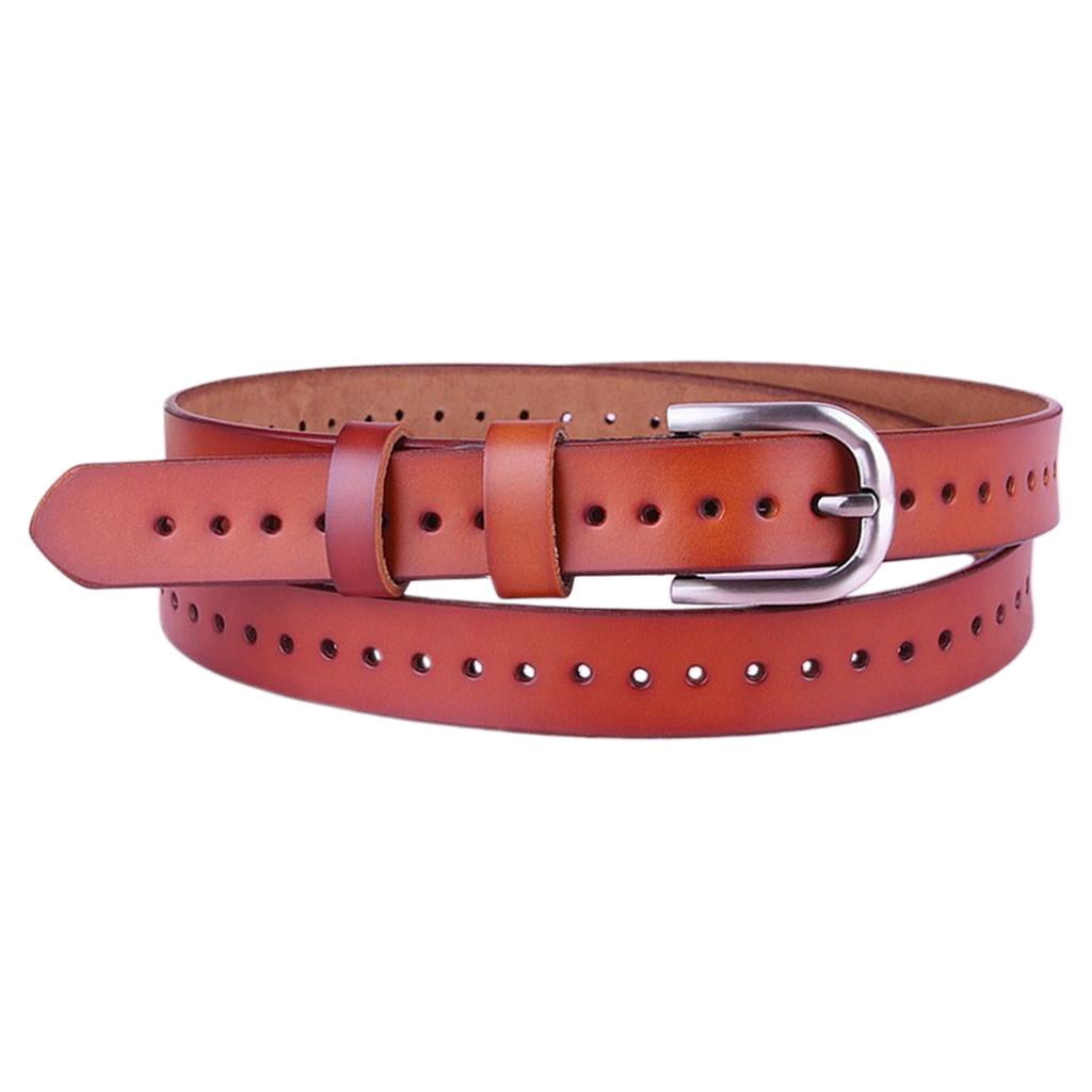 lionlar Womens PU Leather Belt Eyelet Buckle Casual Waist Belt Jeans Accessory Brown Walmart