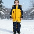 thumbnail image 2 of SERTG Kids One-Piece Ski Suit Set Waterproof Windproof Thermal Insulated Winter Snow Play Fleece-Lined Warm Outdoor Snowsuit Coat and Jumpsuit Set(Yellow#1,10 Years), 2 of 9