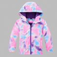thumbnail image 2 of Afuyipoi Kids Tie Dye Hooded Jacket Windproof Waterproof Fleece Lined Zip Up for Boys Girls Size 4-12 Purple Size 4T, 2 of 4