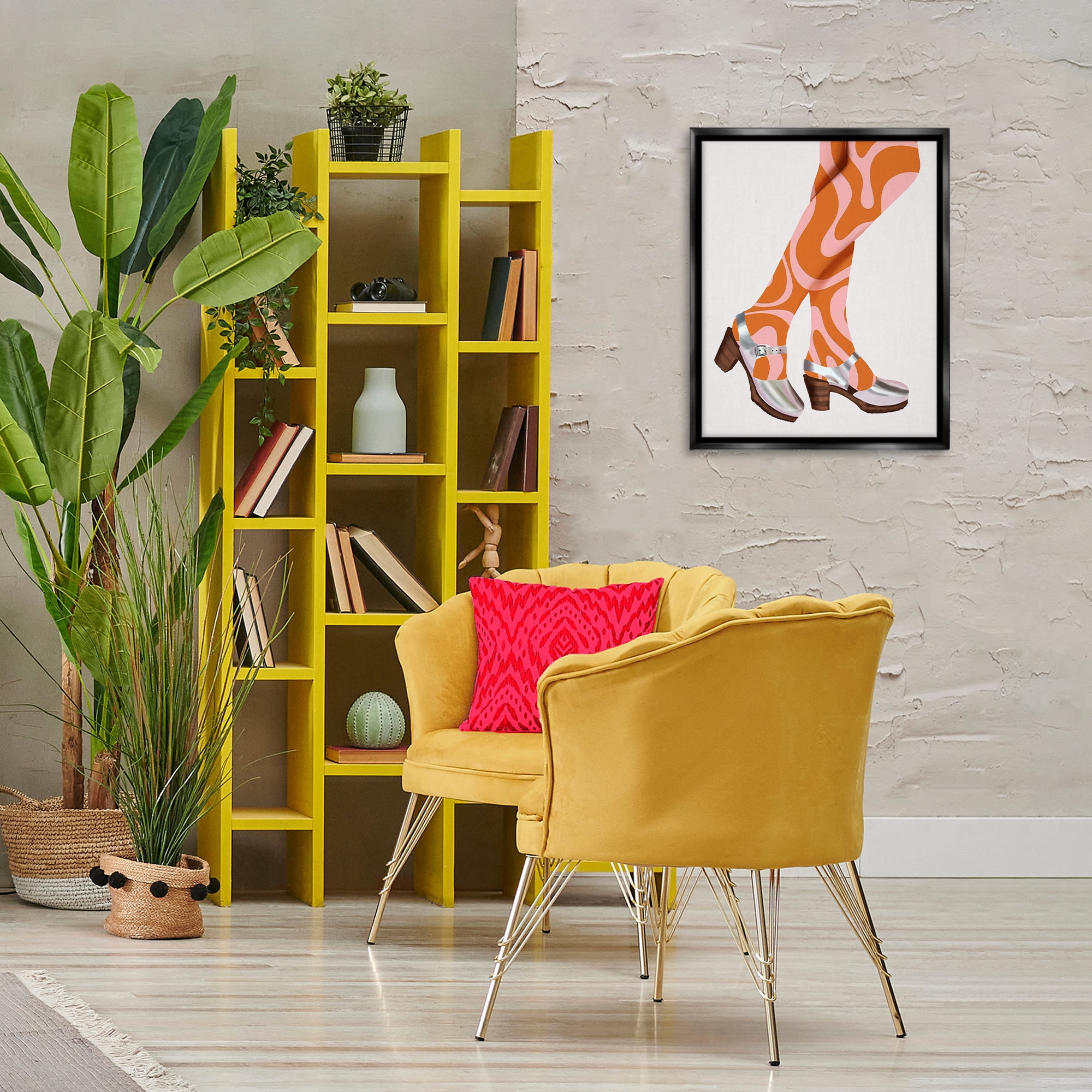Stupell Industries Groovy Fashion Legs People Painting Black Floater Framed Canvas Art Print Wall Art, 17 x 21