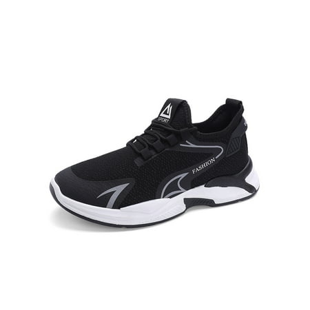 

Rotosw Mens Running Shoe Lace Up Trainers Mesh Sneakers Wear Resistant Breathable Fashion Sneaker Fitness Lightweight Casual Shoes Black Gray 8.5