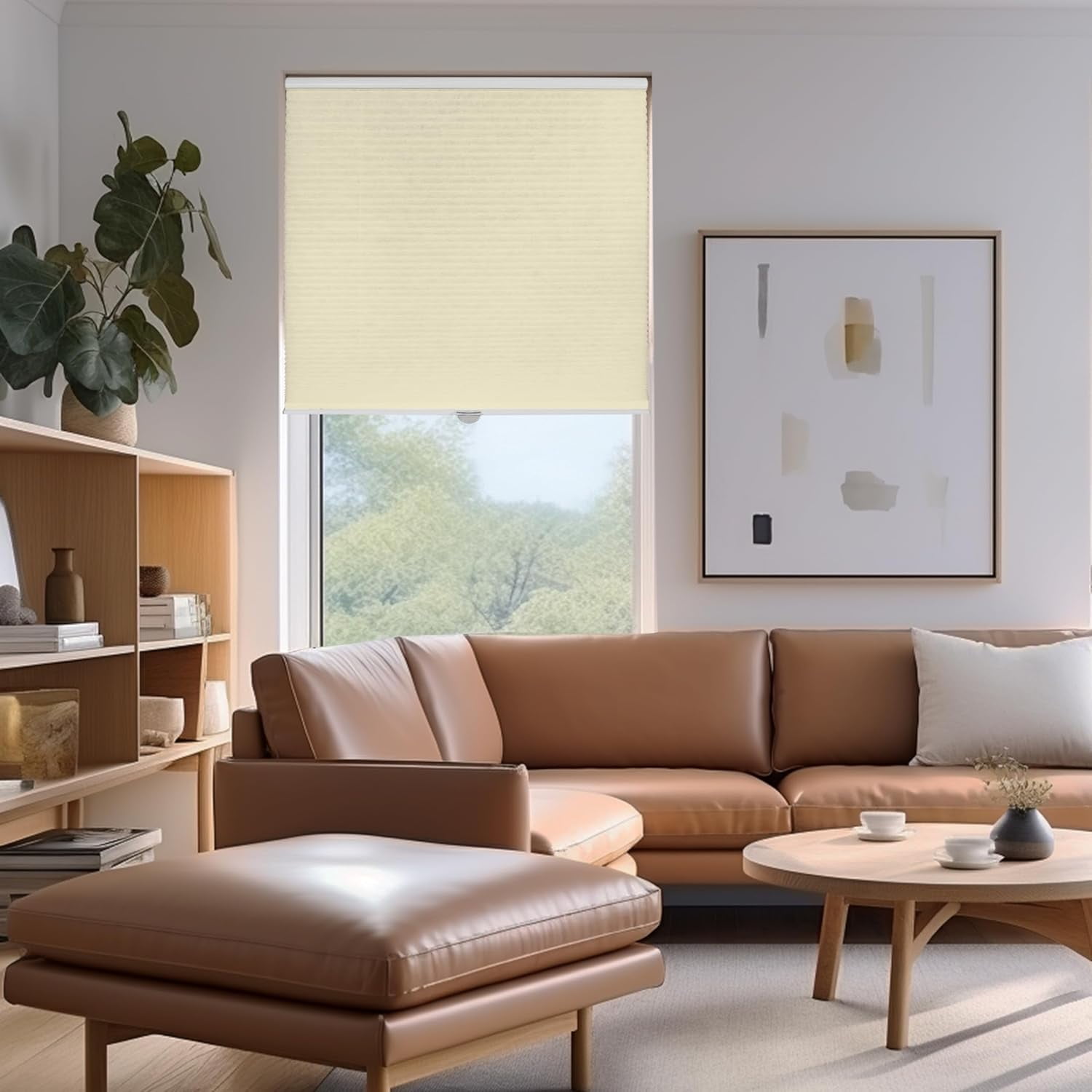 Chicology Beige Cordless Light Filtering Cellular Shades 64.75 in. W x 72 in. L