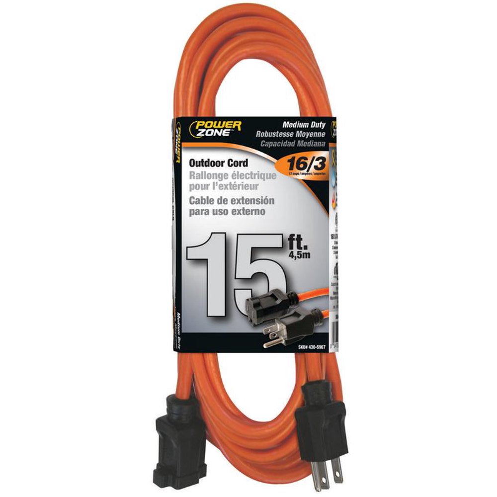 Power Zone OR501615 Extension Cord 15 Ft. Orange