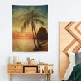 thumbnail image 2 of Chilfamy  Ocean Tapestry, Havana Beach Sunny Tropics Mountains Rocks and Coconut Palm Trees, Wall Hanging for Bedroom Living Room Dorm Decor, 30x40 Inch, Dark Green Pale Brown, 2 of 7