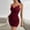 (Fashion 127)Wine, variant on Aimik Fashion Women Spaghetti Strap Chain Detail Ruched Bodycon Mini Dress Summer Casual Solid Color Party Dress