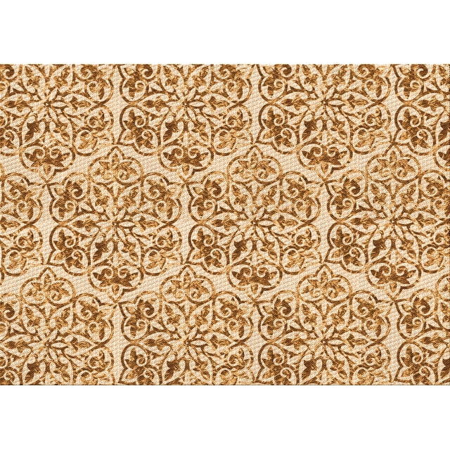 Ahgly Company Machine Washable Indoor Rectangle Transitional Brown Gold Area Rugs, 7' x 10'