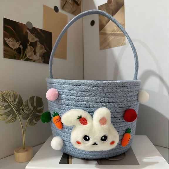 geerera Easter Basket, Bunny Basket, Woven Easter Basket, Easter Egg Hunt Baskets Bags Easter Gifts Basket