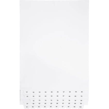 Exhibitindexes® Bottom Numbered Dividers Tabs Letter Size Set of 51-100