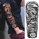 thumbnail image 1 of Cráneo Guerrero Tatuajes Temporales Manga Para Hombres Mujeres Adultos Realista Falso Tatuaje Pegatina Negro León Soldado Grande Tatoos, 1 of 4