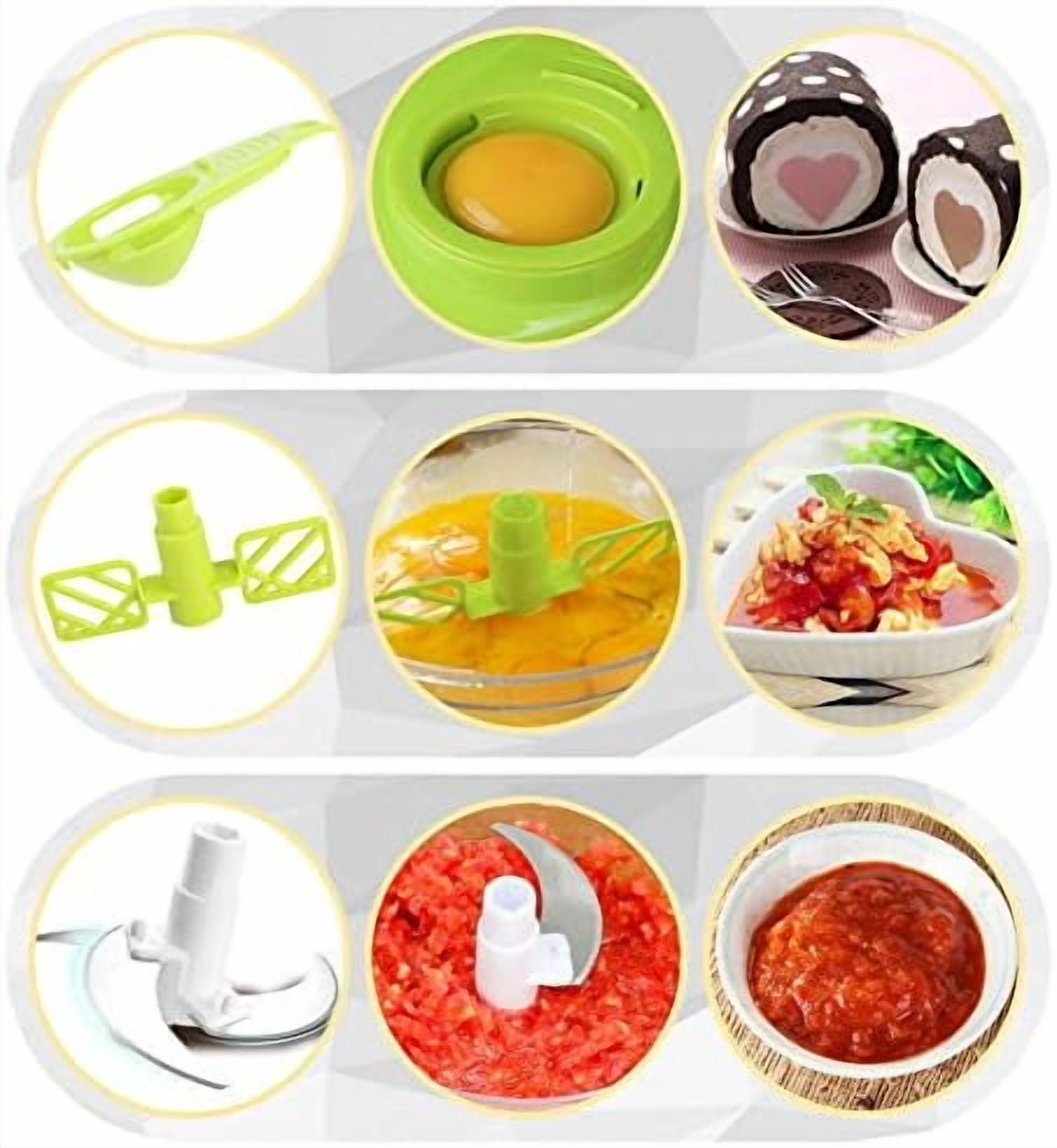 Manual Vegetable Cutter Food Processor 8 in 1 - Chopper, Mixer, Blender, Whipper, Egg Separator, Mincer, Grinder, Dicer with Clear Container 1200ml BPA Free