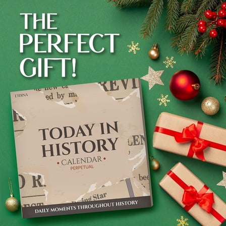 Today in History Perpetual Calendar | Daily World History Facts Desktop Calendar, This Day In Amazing History Trivia Facts & Achievements | History Buff Gift Page A Day Box Calendar