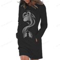 thumbnail image 3 of Vestido tipo túnica con capucha y bolsillos para mujer, estampado del Rey León de Disney, manga larga, sexy, ajustado, con bolso a la cadera, 3 of 5