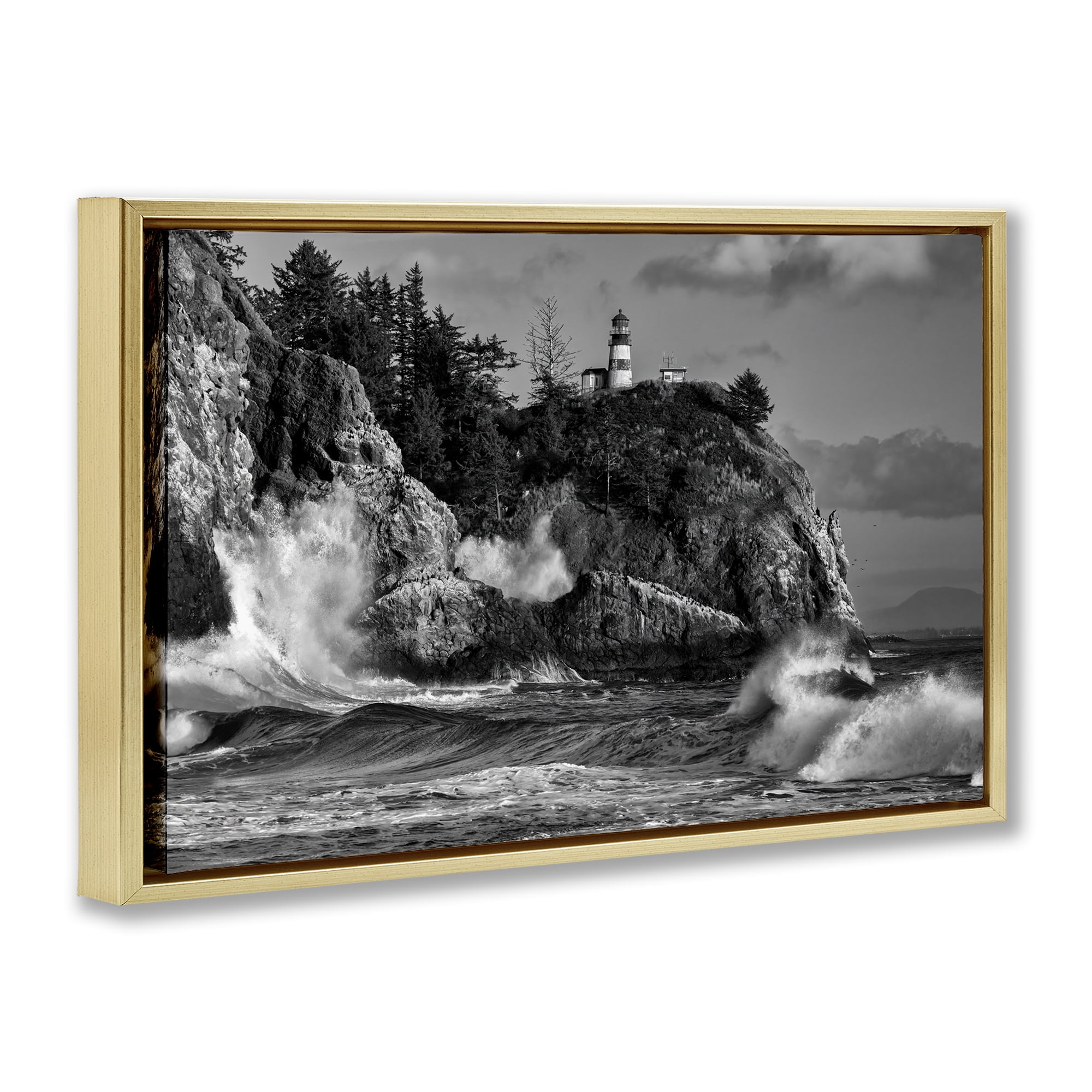 Stupell Industries Rising Tide at Cape Gold Framed Floater Canvas Wall Art, design by Rick Berk