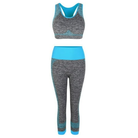 

Shop Clearance! Women Sports Workout Yoga Two Piece Sets Wire Free Sports Bra & High Waist Capri Pants