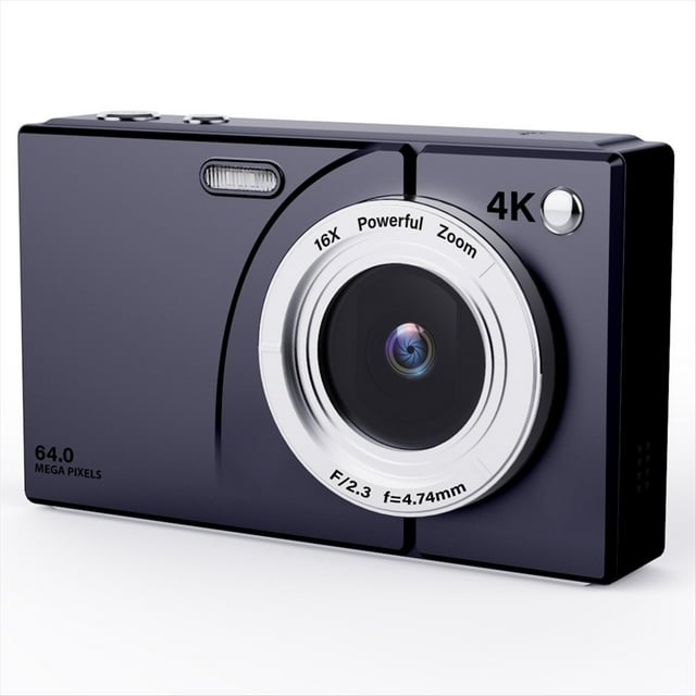Cámara Digital CCD 4K de 64 MP con Zoom Digital de 16 Aumentos y Pantalla de 2,8 Pulgadas, Wifi, con Tarjeta de 32 GB, Color Negro.