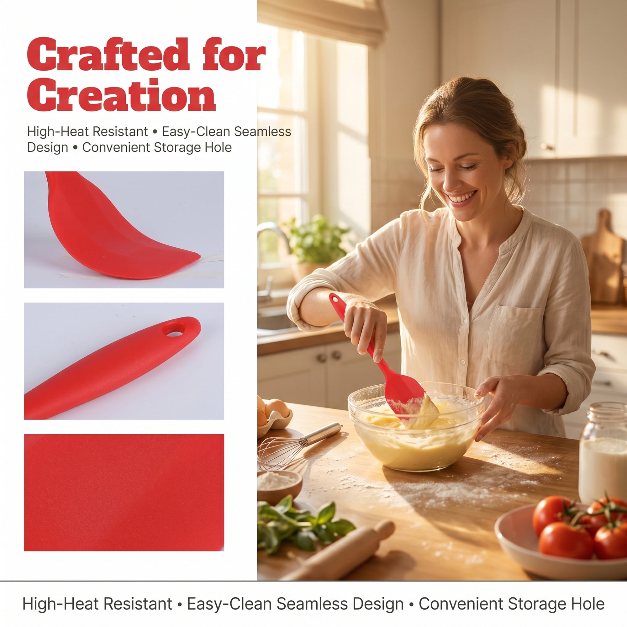Unique Bargains Spatula Set Heat-Resistant Cooking Utensils Red 5Pcs