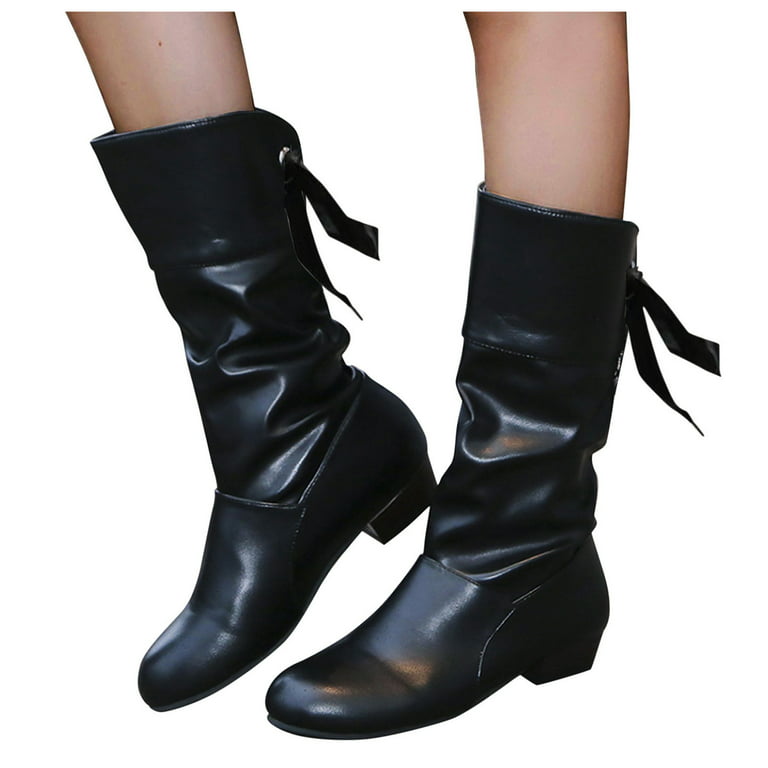 ZHAGHMIN Black Ankle Boot Ladies Fashion Solid Color Pleated