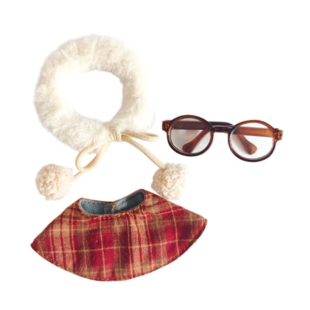 Disfraces de Ropa para Muñecas, Traje de Chal para Muñecas, Ropa, Chal, Bufanda, Gafas, Ropa para Muñecas Rellenas, Haz Tus Propias Muñecas para Muñec Mantón rojo