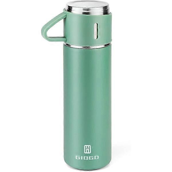 Vacuum Insulated Thermos Flask 500ml/17.6oz Stainless Steel Thermos Bottle with Cup for Coffee Water Drinking Bottles.(green)