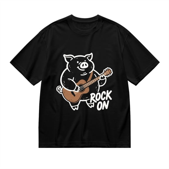 Black T Shirts for Men, Pig, Guitar, Rock On Graphic 1 Mens Graphic Tees, 24898388,S