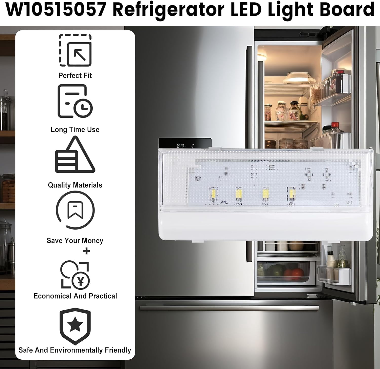 FEFEFW-W10515057 Refrigerator LED Light Board Replacement Freezer Light Bulb Compatible with Whirl-pool Ken-more May-tag Repalce WPW10515057 AP6022533 PS11755866 (1PCS)