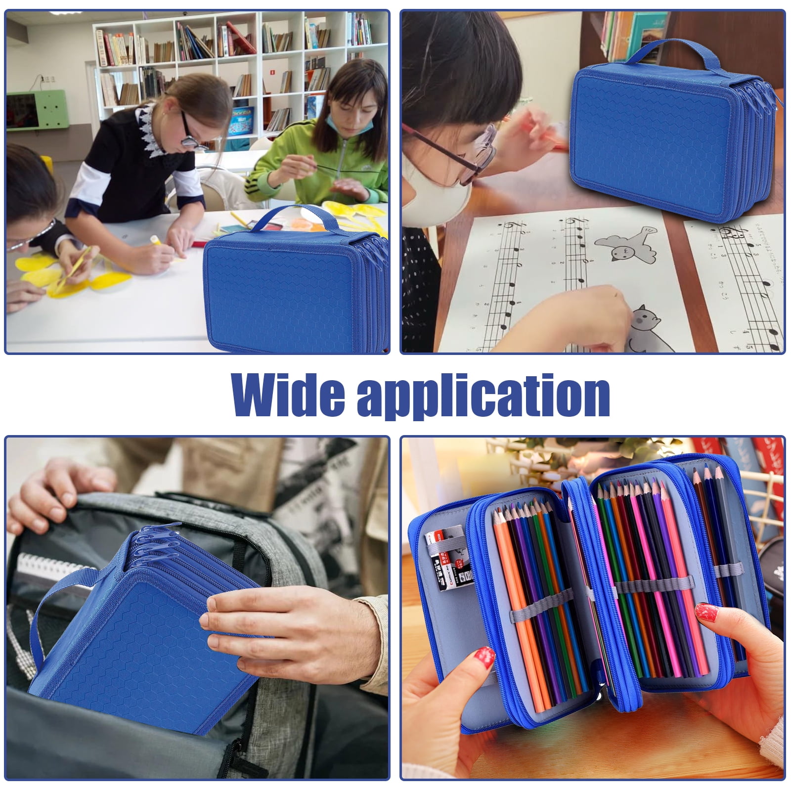 Blue Wave Printing Pen Wrap, Gel Pen Case,pen Case,pencil Roll, Pencil Pouch ,pencil Holder, Pencil Bag, Stationery Bag, Gift for Student 
