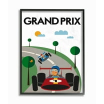 Stupell  Green Orange Blue and Red Grand Prix Race Cars Framed Wall Art, 11x14, Design By Artist Tomas Design - Multi-color 11 x 14