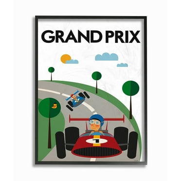 Stupell  Green Orange Blue and Red Grand Prix Race Cars Framed Wall Art, 11x14, Design By Artist Tomas Design - Multi-color 11 x 14