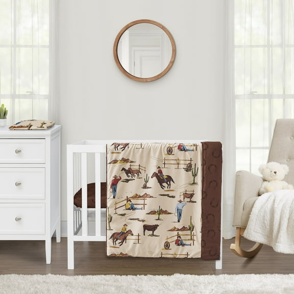 Sweet Jojo Designs Wild West Cowboy Multicolor 3 Piece Mini Crib Bedding Set