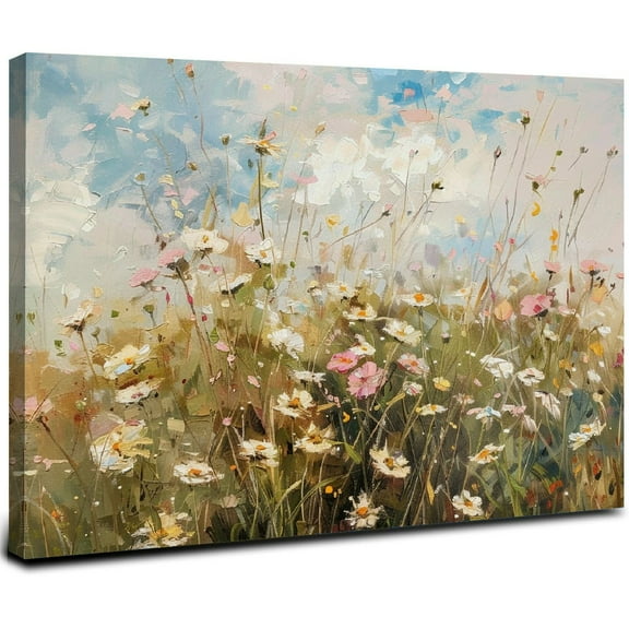 JRXY Vintage Wildflower Canvas Wall Art Flowers Pictures Classical Paintings Poster Prints Botanical Floral Wall Decor for Farmhouse Living Room Bedroom Bathroom 20x16inch