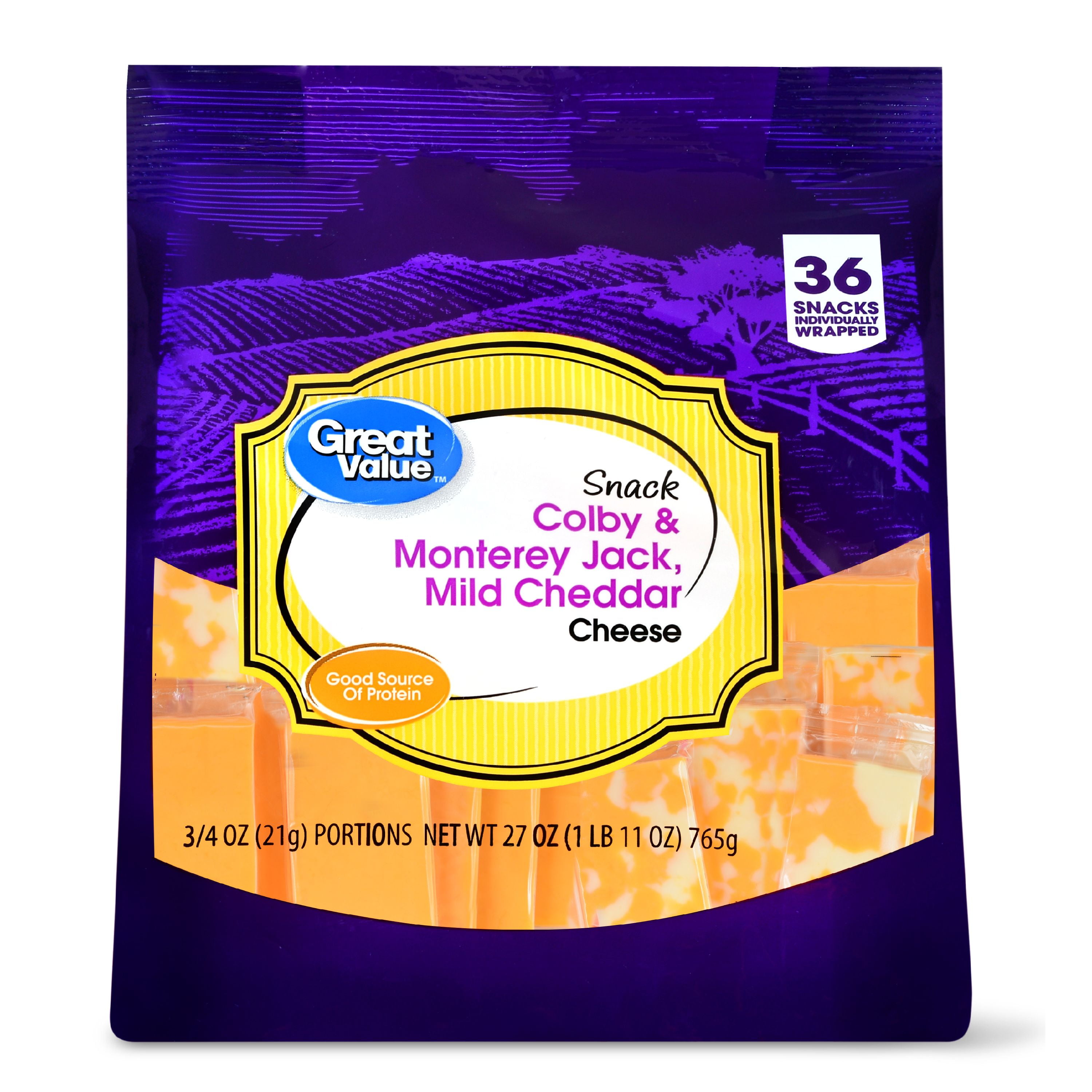 Great Value Gluten Free Jack Whole Colby Monterey Jack Cheese Snack