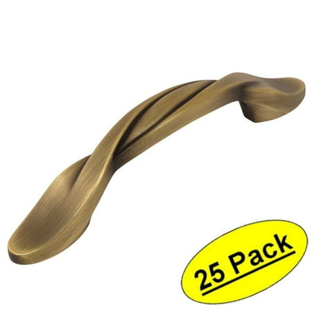 - Cosmas 9009BAB Brushed Antique Brass Twist Cabinet Hardware Handle Pull - 3
