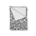 thumbnail image 2 of White Damask Soft Flannel Fleece Throw Blanket, Print of Vintage Style Continuing Garden Artwork Flourishes and Leaves, Cozy Plush for Indoor and Outdoor Use, 70" x 90", Charcoal Grey, by Ambesonne, 2 of 6