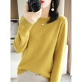 thumbnail image 2 of Autumn Winter Women Wool Sweater O-neck Long Sleeve Pullover Basic Casual Loose Style Famale Clothing Merino Wool Knitwear Tops, 2 of 5