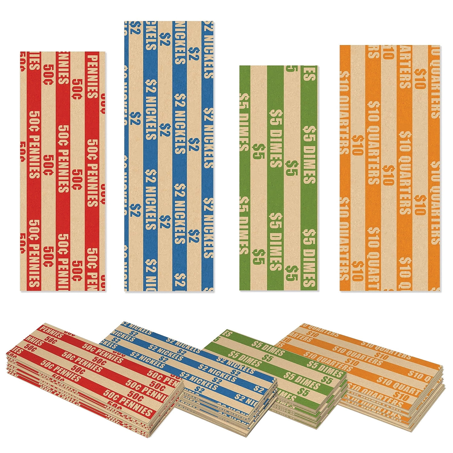 Nadex Coins NCS8-1046 1,000 Flat Standard Striped Coin Roll Wrappers for U.S. Coins