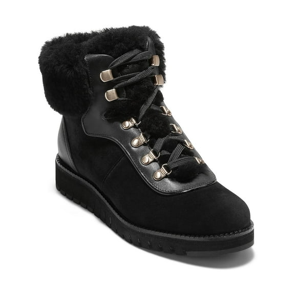 Cole Haan Womens ZERO GRAND Faux Suede Faux Fur Hiking Boots