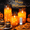 Orange, variant on Homemory Flickering Flameless Candles with String Lights, Battery Operated Candles, Embedded String Lights LED Candles, Unbreakable Plexiglass Candles with Remote, Set of 3, Red