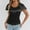 Black, variant on Flutter Sleeve U Neck Slim Tee, Women's Solid Fitted Everyday Summer Blouse