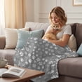 thumbnail image 4 of White Dog Claws Throw Flannel Blanket Gray Background Funny Animal Pattern Super Soft Cozy Bed Blanket, Lightweight Plush Fuzzy Bed Throw for Bedroom Sofa Couch Living Room 30x40In,, 4 of 9