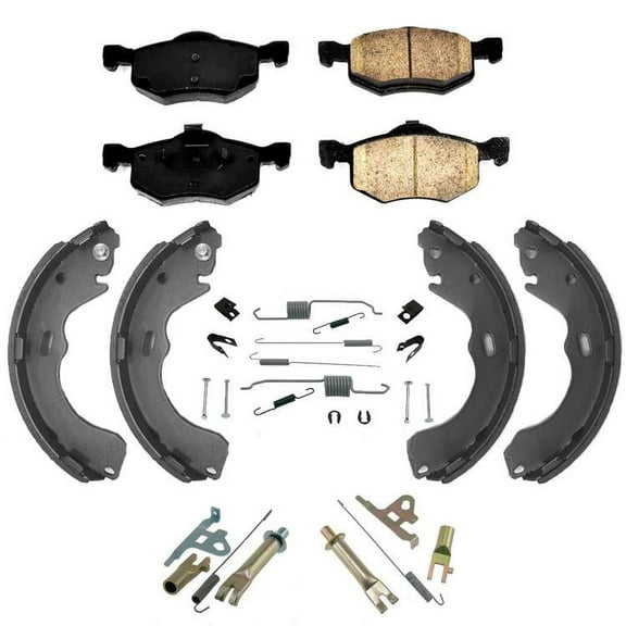 Ceramic Front Pads & Brake Shoes 5pc for Ford Ford Escape 01-07 with Rear Drum