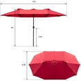 thumbnail image 3 of Lacoo 15 Ft Red Patio Double Sided Outdoor Twin Table Umbrella Rectangular Large Market Umbrella with Crank for Patio Shade Outside Deck or Pool, 3 of 8