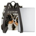 thumbnail image 3 of Cute Puppy Print Women's Leather Backpack Winter Dog Theme School Bag for Teens Adults, 3 of 4