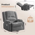 thumbnail image 3 of JONPONY Heated Manual Massage Recliner with 360° Swivel Rocker, Comfy Single Sofa with Side Pockets and Cup Holders for Living Room, Bedroom, and Home Theater, Grey, 3 of 10