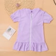 thumbnail image 2 of AJTQTH Girls Cute Swimsuit Hooded Short Sleeve Ruffled Hem Solid One-Piece Swimwear with Zipper Kids Summer Beach Loose Fit Lightweight Sun Protection Swimming Suit Purple 2-3Years, 2 of 9